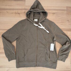 NWT Mutual Weave Full Zip Hoodie Jacket Olive Bark Green XL Soft Fleece Zip Up